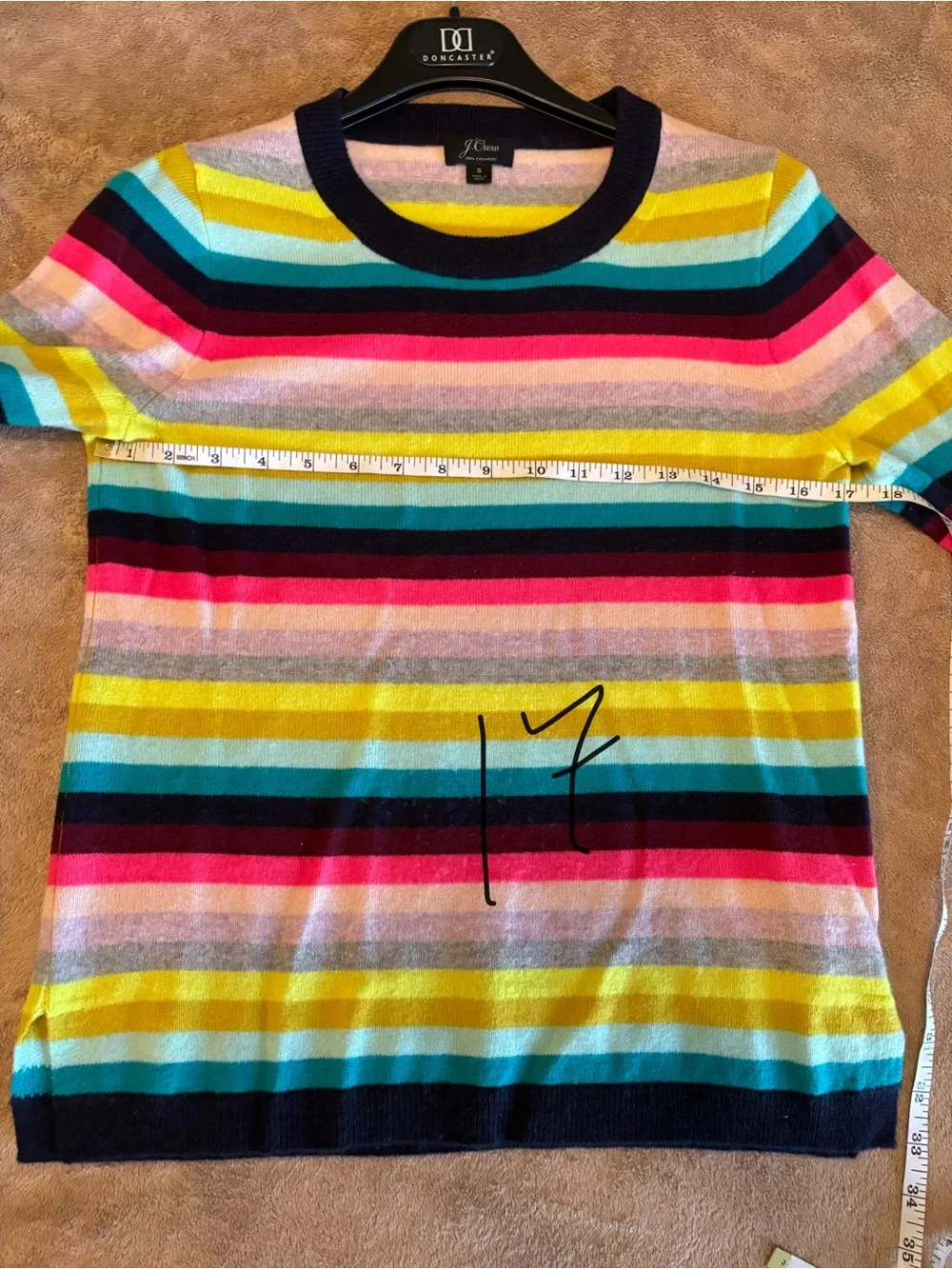 J. Crew 100% Cashmere Women's Multicolor Stripe Crewneck Sweater